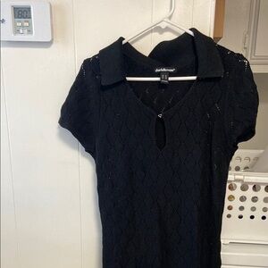 Charlotte Russe Black Textured Knit Maxi Dress